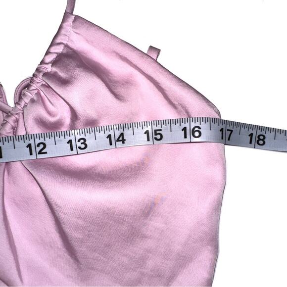 NWT ALC Sienna Strappy Cut Out Back Pink Halter Satin Slip Dress in Tube Rose 8 - Picture 7 of 9